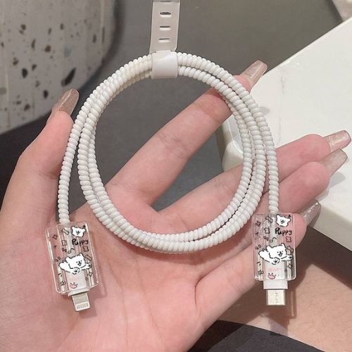 Black Puppy shape Cute Data Cable Protection Cover for iPhone Adapter